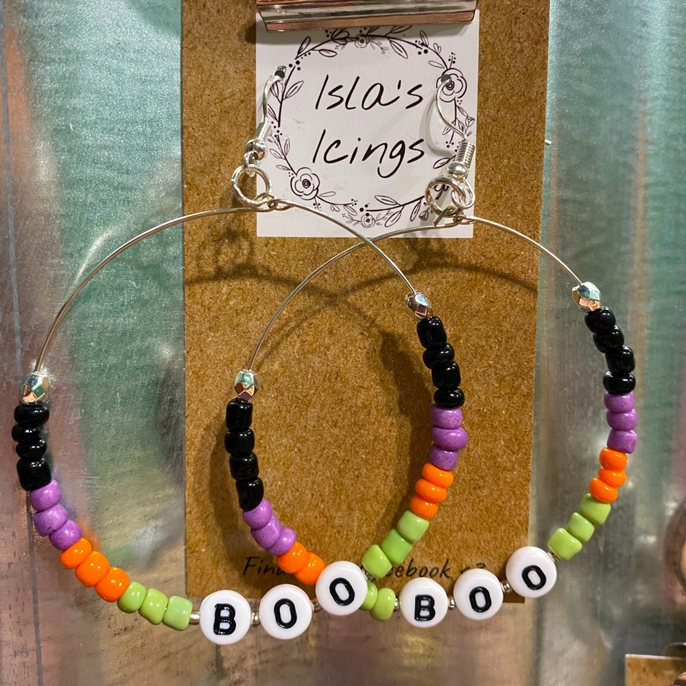 Beaded Hoop Earrings - Large